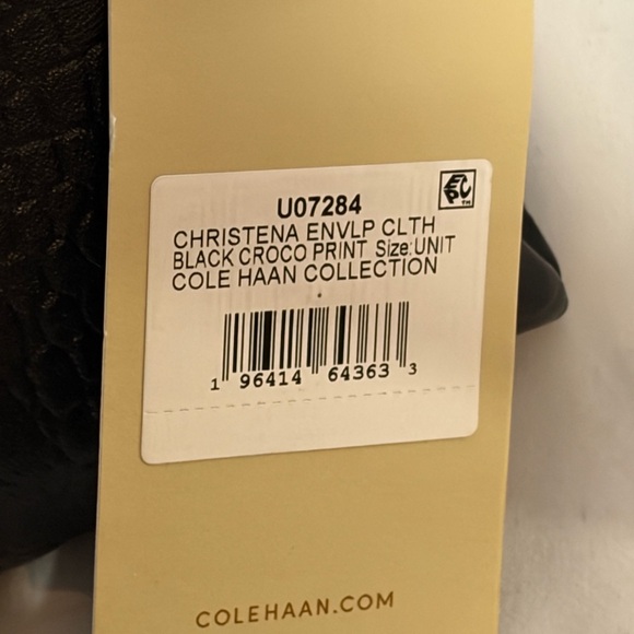 NWT COLE HAAN Christena Envelope Clutch in Black Croc Print